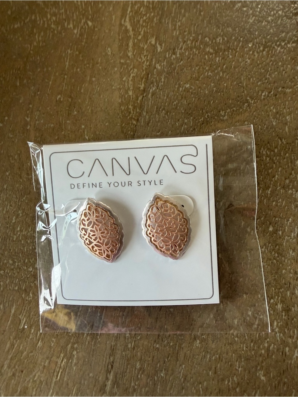 Canvas Rose Gold & Silver Filigree Statement Stud Earrings NWT - Picture 7 of 7